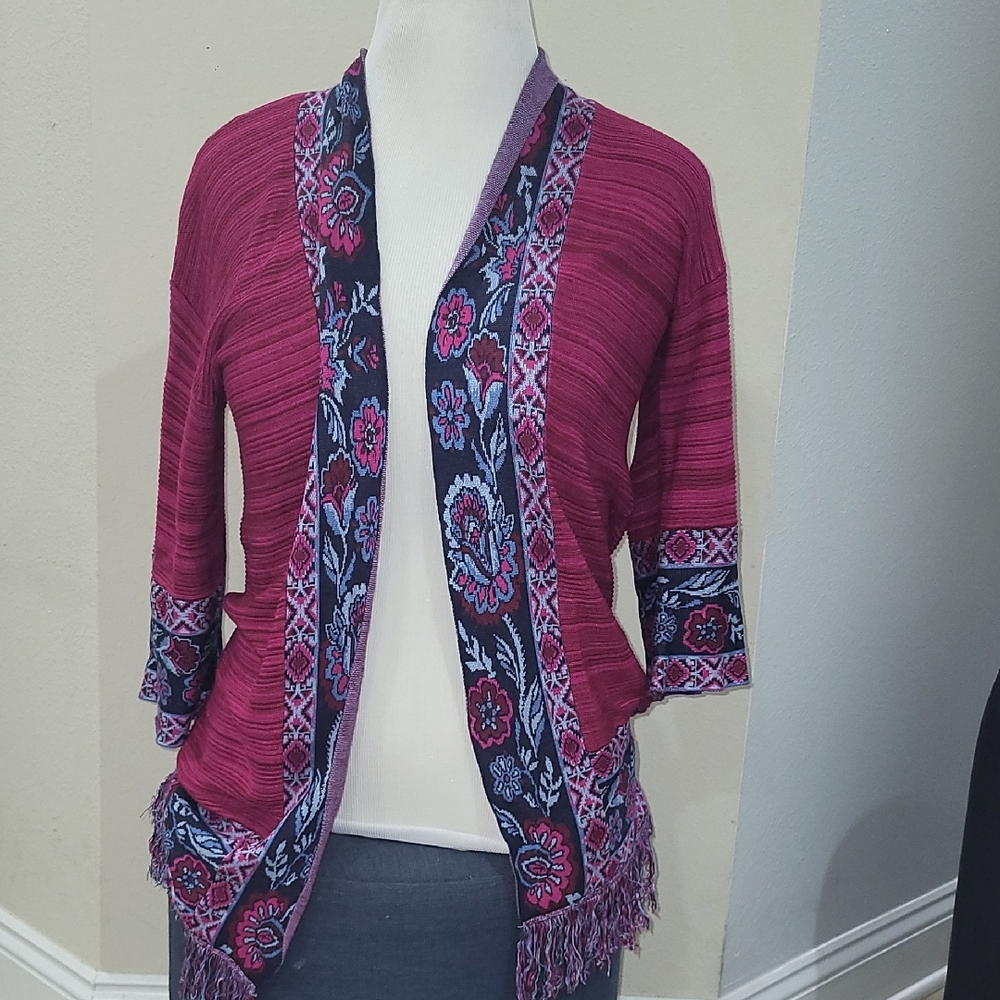 Rudy Rd Coquette Vintage-Style Romantic Boho Coquette Floral  Cardigan  | Size S
